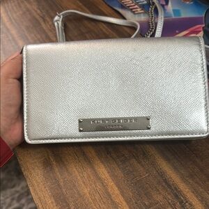 Kurt Geiger Silver Clutch with Minimalist Design